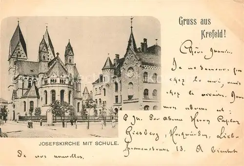 AK / Ansichtskarte Krefeld Josefskirche mit Schule Deutsche Reichspost Kat. Krefeld