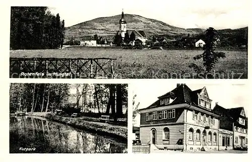 AK / Ansichtskarte Rotenfels Ortsansicht mit Kirche Murgtal Kurpark Gasthaus Kat. Gaggenau