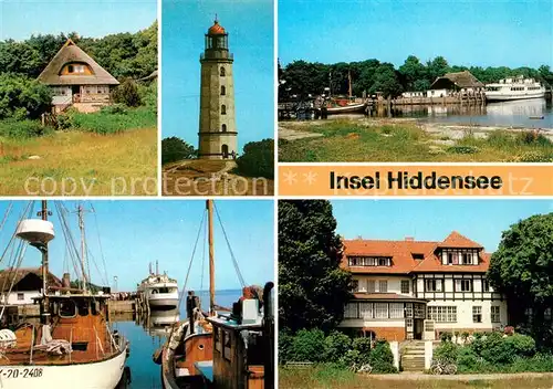 AK / Ansichtskarte Insel Hiddensee Fischerhaus Kloster Leuchtturm Hafen HO Gaststaette Dornbusch Kat. Insel Hiddensee