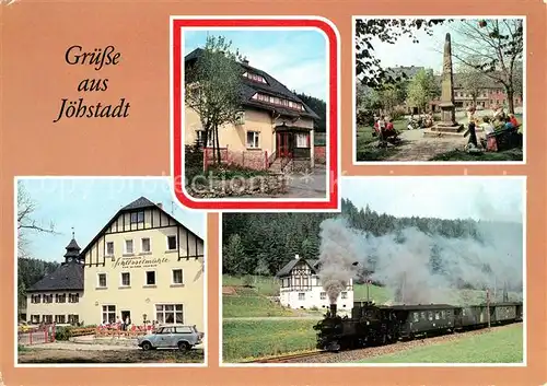 AK / Ansichtskarte Joehstadt Kleinbahn Schwarzwasserthal Postmeilensaeule Kat. Joehstadt