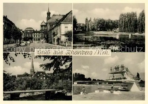 AK / Ansichtskarte Rheinberg Ortspartie Schwanenteich Kirche Schwimmbad Kat. Rheinberg