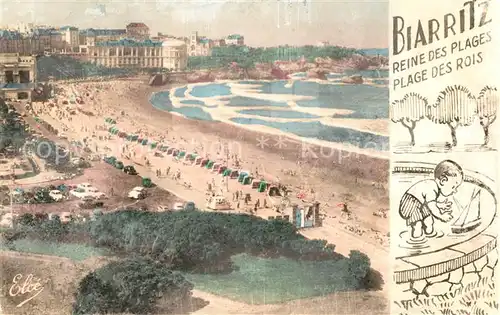 AK / Ansichtskarte Biarritz Pyrenees Atlantiques La Grande Plage au fond les Casinos Kat. Biarritz