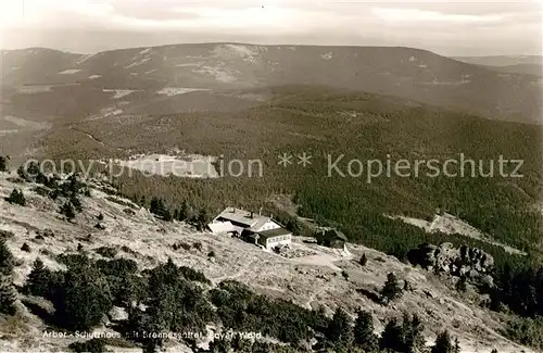 AK / Ansichtskarte Arber Fliegeraufnahme Schutzhaus mit Brennesattel