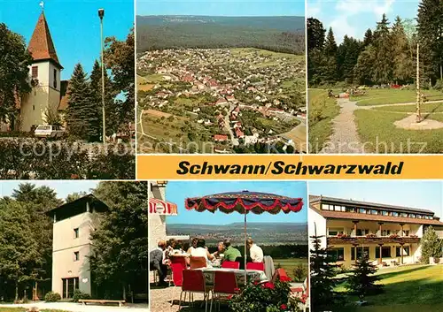 AK / Ansichtskarte Schwann Fliegeraufnahme Kirche Hotel Adlerhof Kat. Straubenhardt