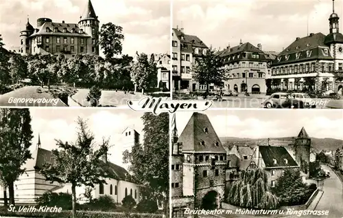 AK / Ansichtskarte Mayen Genovevaburg Markt St Veith Kirche Brueckentor Muehlenturm Ringstrasse Kat. Mayen