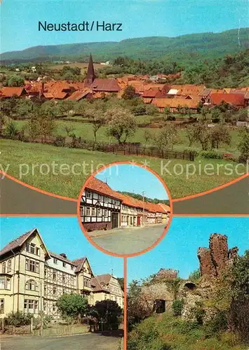 AK / Ansichtskarte Neustadt Harz Ortsansicht mit Kirche Baldusstrasse Kurhaus Ruine Hohnstein Kat. Neustadt Harz