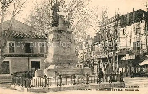 AK / Ansichtskarte Cavaillon Monument et Place Gambetta Kat. Cavaillon