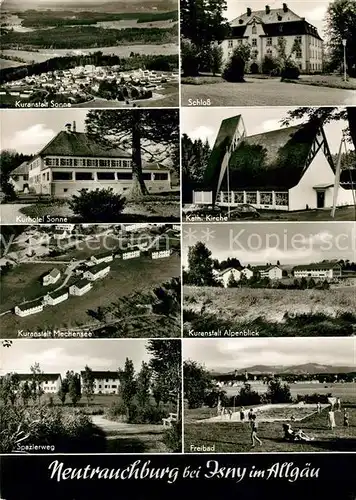 AK / Ansichtskarte Neutrauchburg Kurhotel Sonne Schloss Kirche Kuranstalt Mechensee Alpenblick Spazierweg Freibad Thorbecke Luftbild Kat. Isny im Allgaeu