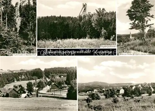 AK / Ansichtskarte Johanngeorgenstadt Teufelsstein Steinbachtal Erzgebirgsschanze Skispringen Landschaftspanorama OT Steinbach Kat. Johanngeorgenstadt