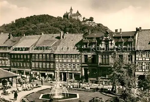 AK / Ansichtskarte Wernigerode Harz Nicolaiplatz Brunnen Fachwerkhaeuser Schloss Kat. Wernigerode