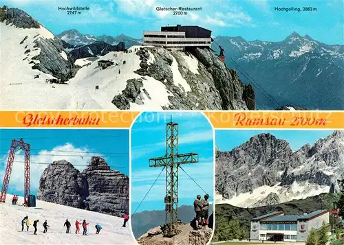 AK / Ansichtskarte Seilbahn Dachsteinsuedwandbahn Bergstation Gletscher Restaurant Hunerkogel Kat. Bahnen