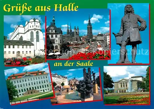 AK / Ansichtskarte Halle Saale Marktplatz Opernhaus Haendeldenkmal Dom Frankesche Stiftung Kat. Halle