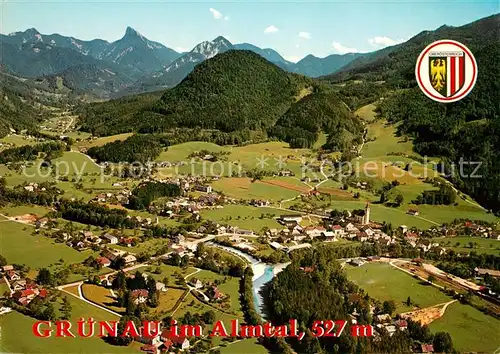 AK / Ansichtskarte Gruenau Almtal Alpenpanorama Fliegeraufnahme Kat. Gruenau im Almtal Salzkammergut