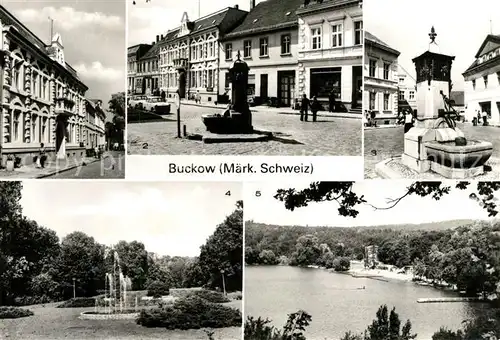 Buckow Maerkische Schweiz Rathaus Markt Brunnen Park Schermuetzelsee Kat. Buckow Maerkische Schweiz