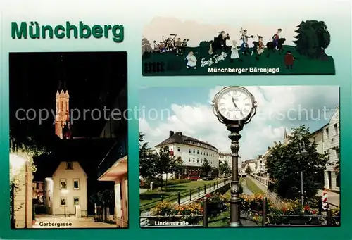 AK / Ansichtskarte Muenchberg Oberfranken Baerenjagd Lindenstrasse Gerbergasse Kat. Muenchberg