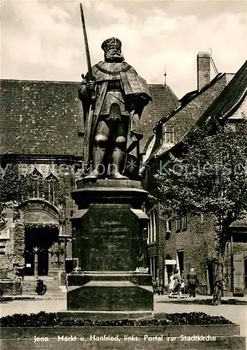 AK / Ansichtskarte Jena Thueringen Markt Hanfried Portal zur Stadtkriche