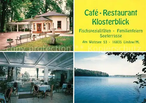 AK / Ansichtskarte Lindow Mark Cafe Restaurant Klosterblick Panorama Wutzsee Kat. Lindow Mark