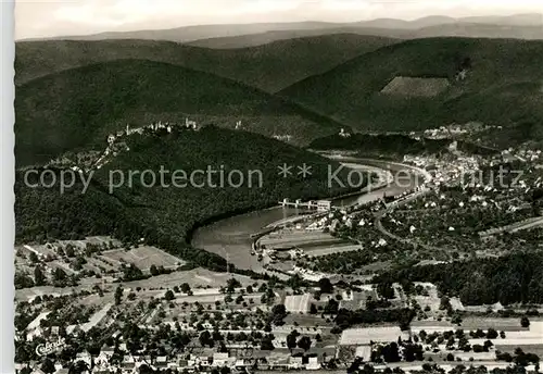 AK / Ansichtskarte Dilsberg Neckar Grosse Neckarschleife Fliegeraufnahme 