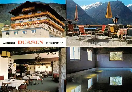 AK / Ansichtskarte Neukirchen Grossvenediger Gasthof Bussen Terrasse Hallenbad Alpenpanorama Kat. Neukirchen am Grossvenediger