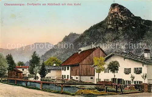 AK / Ansichtskarte Oberammergau Dorfpartie am Muehlbach mit dem Kofel Kat. Oberammergau