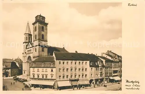 AK / Ansichtskarte Zittau Marktplatz mit Johanniskirche Kat. Zittau