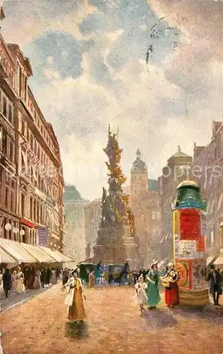 AK / Ansichtskarte Wien Graben Litfasssaeule Denkmal Kuenstlerkarte Serie Stroefers Staedteansichten Kat. Wien