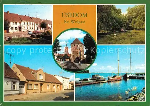 AK / Ansichtskarte Usedom Markt Park Klubhaus Anklamer Tor Hafen Kat. Usedom