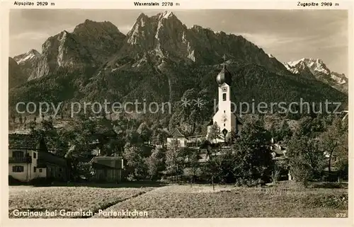 AK / Ansichtskarte Grainau mit Alpspitze Waxenstein und Zugspitze Kat. Grainau