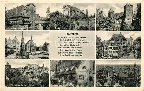 Nuernberg Henkersteg Burg Kaiserstallung Schoener Brunnen Duener Haus Burg Bratwurstgloecklein Festung Kat. Nuernberg