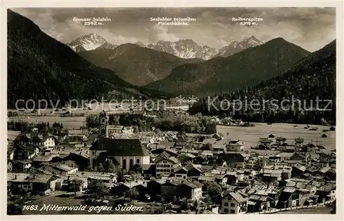 Mittenwald Bayern mit Gr Solstein Seefelder Dolomiten Reitherspitze Kat. Mittenwald