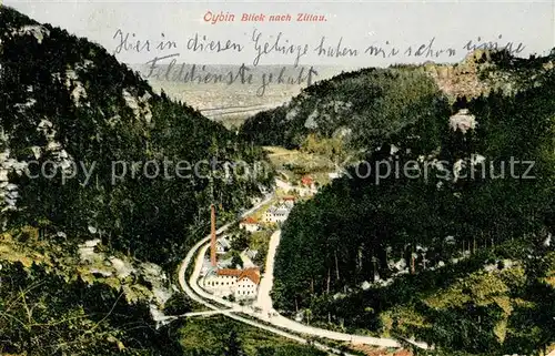 Oybin Panorama Blick nach Zittau Zittauer Gebirge Kat. Kurort Oybin