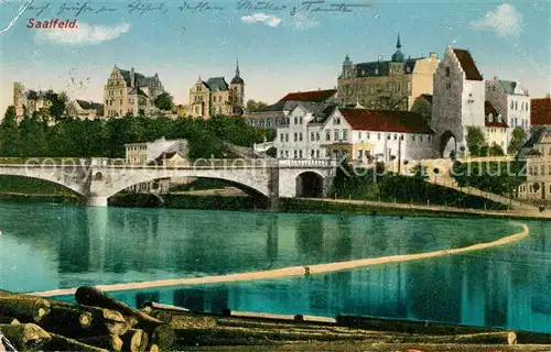 AK / Ansichtskarte Saalfeld Saale Bruecke mit Schloss Kat. Saalfeld