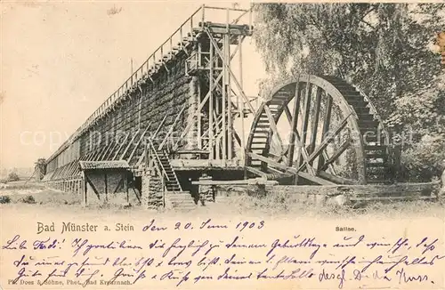 AK / Ansichtskarte Bad Muenster Stein Ebernburg Saline Wasserrad Kat. Bad Muenster am Stein Ebernburg