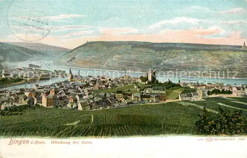 AK / Ansichtskarte Bingen Rhein Panorama Muendung der Nahe Kat. Bingen am Rhein