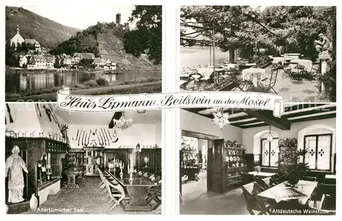 AK / Ansichtskarte Beilstein Mosel Altdeutsche Gaststaette Haus Lipmann Terrasse Weinstube Altertuemlicher Saal Kat. Beilstein