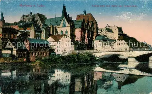 Marburg Lahn Lahnpartie mit Universitaet Kat. Marburg