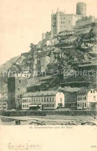 St Goarshausen Teilansicht mit Burg Katz Kat. Sankt Goarshausen