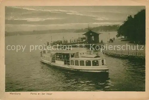 Hamburg Partie an der Alster Ausflugsdampfer Kat. Hamburg