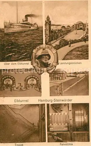 Steinwerder Hamburg Elbtunnel Landungsbruecken Dampfer Rettungsring Kat. Hamburg