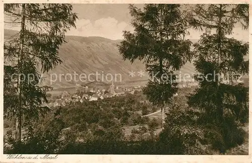 Wehlen Mosel Panorama Blick vom Waldrand aus Kat. Bernkastel Kues