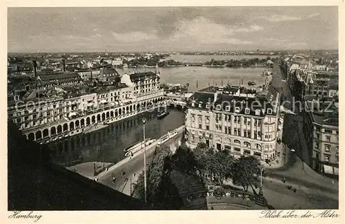 Hamburg Panorama Blick ueber die Alster Kat. Hamburg