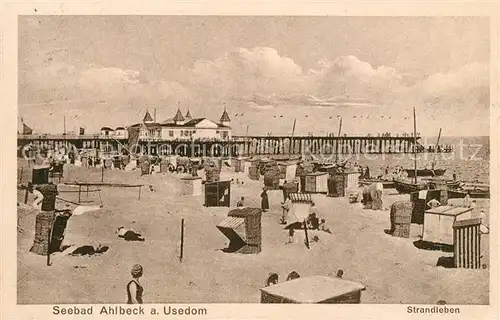 Ahlbeck Ostseebad Strandleben Seebruecke Kat. Heringsdorf Insel Usedom