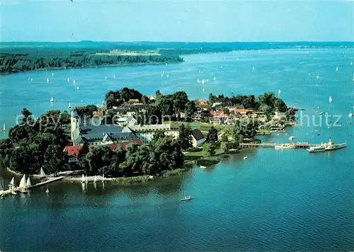 AK / Ansichtskarte Fraueninsel Chiemsee Fliegeraufnahme Kloster Frauenwoerth Kat. Chiemsee