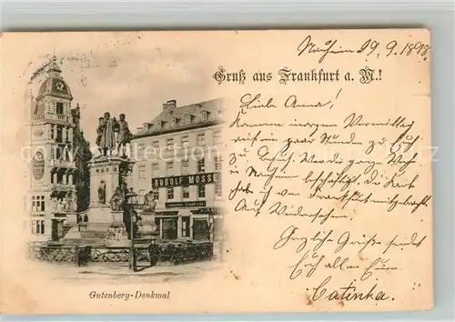 Frankfurt Main Gutenberg Denkmal Kat. Frankfurt am Main