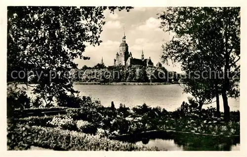 Stralsund Mecklenburg Vorpommern Dreikirchenblick Uferpartie am See Kat. Stralsund