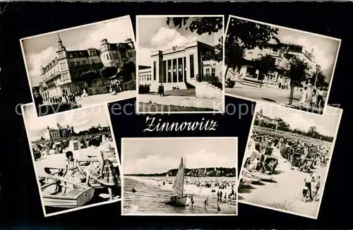 AK / Ansichtskarte Zinnowitz Ostseebad Erholungsheim Kurhotel Promenade Strand Segelboot