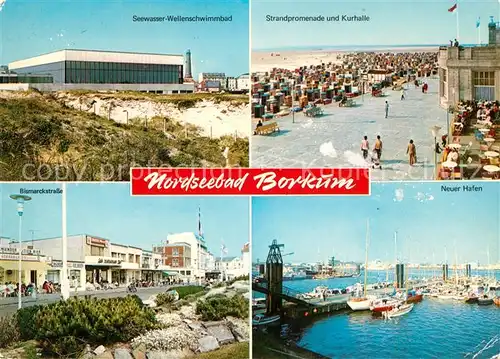 AK / Ansichtskarte Borkum Nordseebad Seewasser Wellenschwimmbad Neuer Hafen  Kat. Borkum