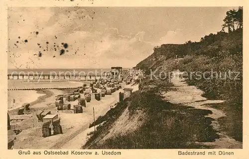 AK / Ansichtskarte Koserow Ostseebad Usedom Badestrand mit Duenen Kat. Koserow