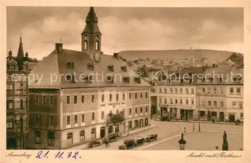 AK / Ansichtskarte Annaberg Buchholz Erzgebirge Markt mit Rathaus Kat. Annaberg