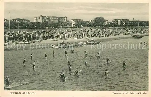 AK / Ansichtskarte Ahlbeck Ostseebad Panorama mit Prinzenstrasse Strand Kat. Heringsdorf Insel Usedom